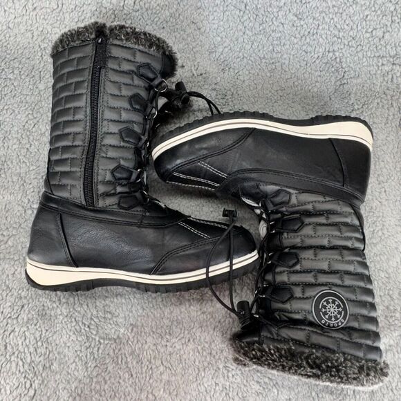 Sporto Liz Mid-Calf Black Winter Boots Women 6W Zippered Closure Tassel Faux Fur - Picture 5 of 11